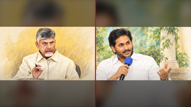 Paintings of Chief Minister N. Chandrababu Naidu and YSRCP president Y.S. Jagan Mohan Reddy