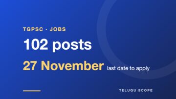 Card showing 102 TGPSC Mandal Planning and Statistical Officer posts, applications 30 October to 27 November