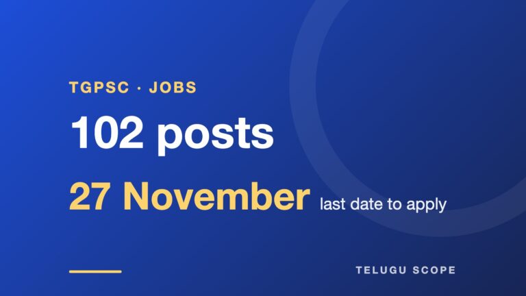 Card showing 102 TGPSC Mandal Planning and Statistical Officer posts, applications 30 October to 27 November