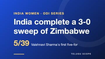 Card: India complete a 3-0 sweep of Zimbabwe, Vaishnavi Sharma's first five-for, 5 for 39