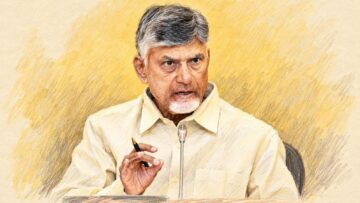 Painted portrait of Andhra Pradesh Chief Minister N. Chandrababu Naidu