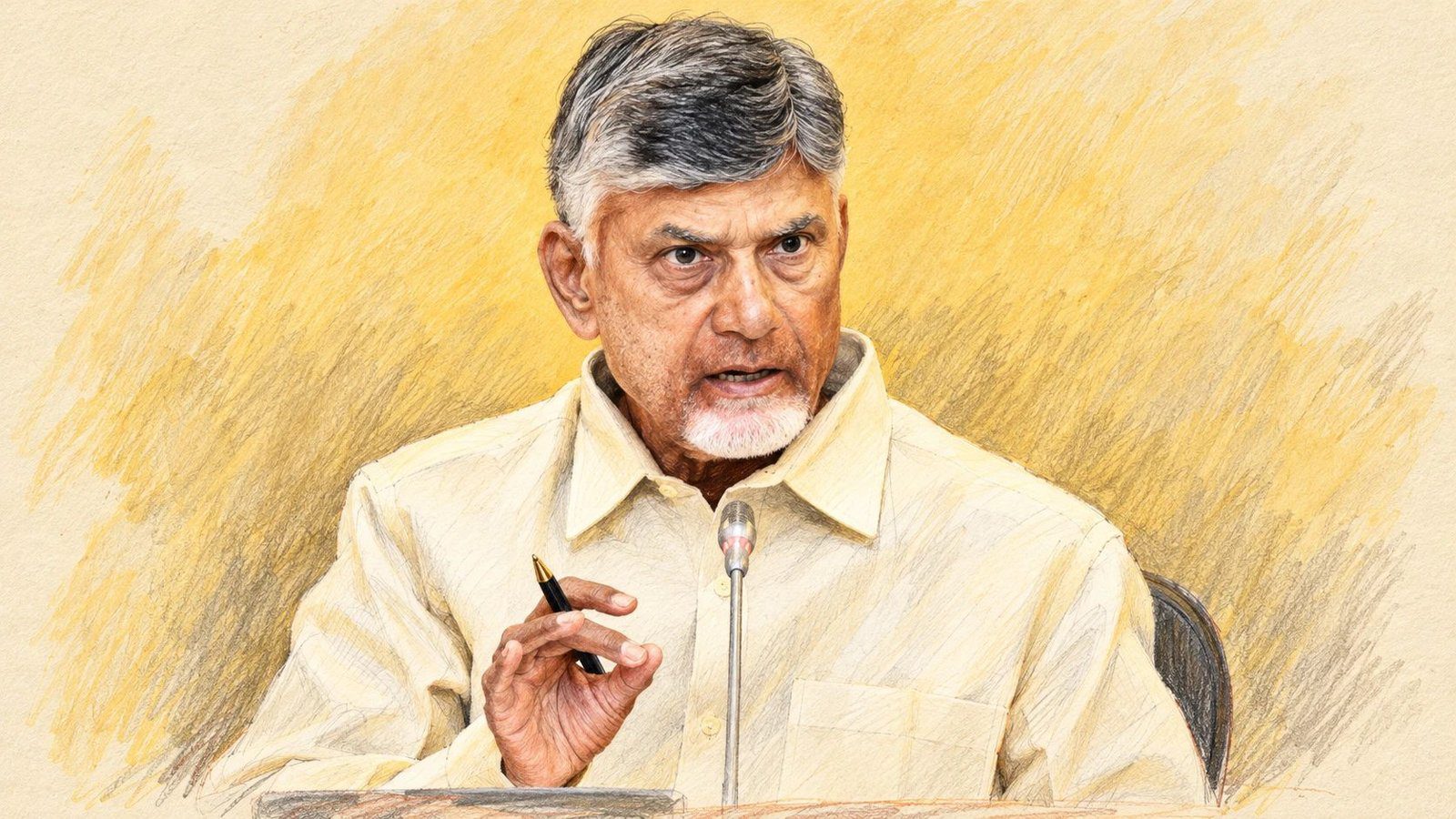 Painted portrait of Andhra Pradesh Chief Minister N. Chandrababu Naidu