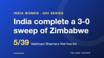 Vaishnavi Sharma’s 5 for 39 sets up India’s 3-0 ODI sweep of Zimbabwe; Shafali Verma’s 26-ball 51 finishes the chase in 17 overs